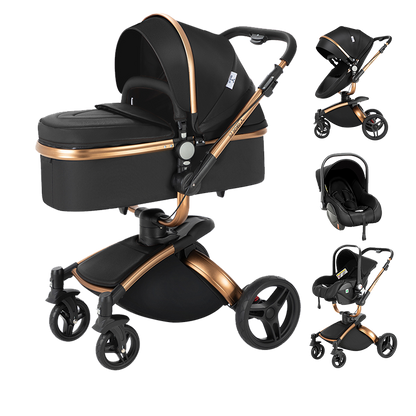 R906 3 in 1 Baby Stroller Blackgold