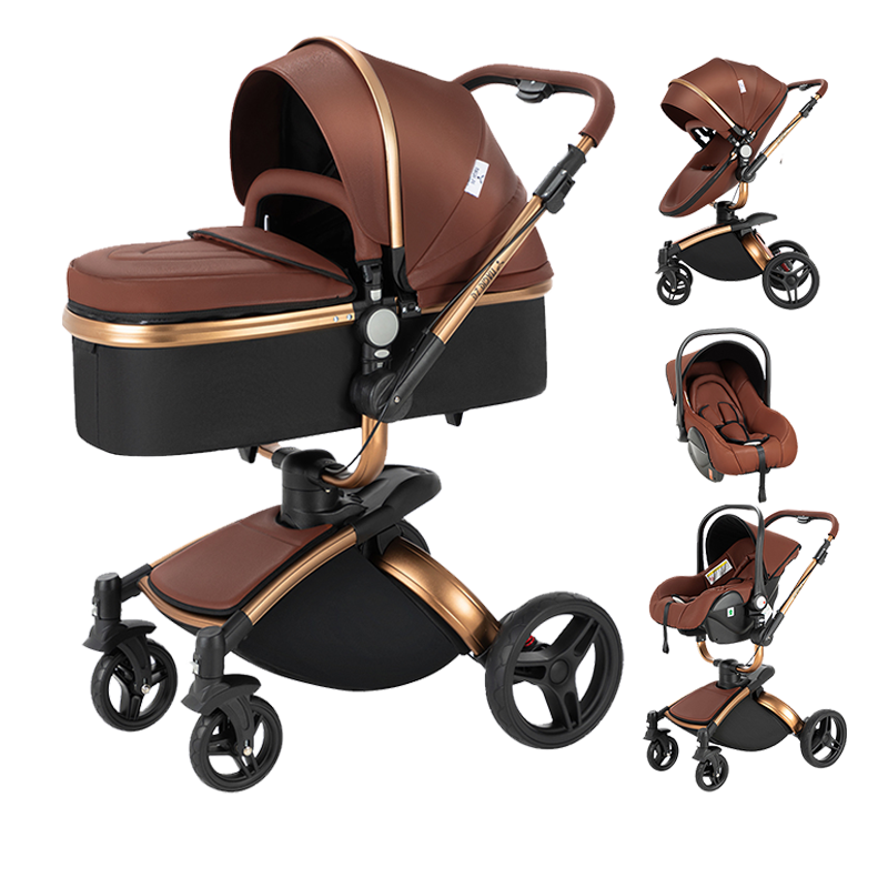 R906 3 in 1 Baby Stroller Brown