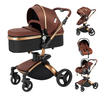 R906 3 in 1 Baby Stroller Brown