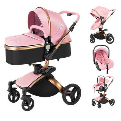 R906 3 in 1 Baby Stroller Pink