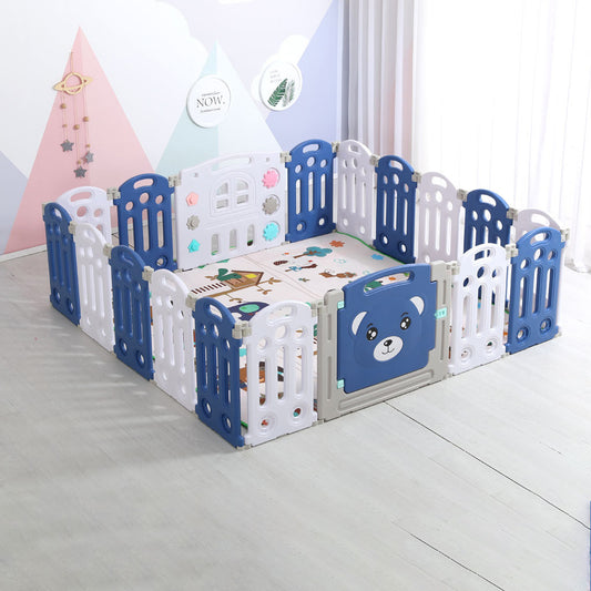 Sianldcone WL Baby Playpen - Blue and White Safety Fence