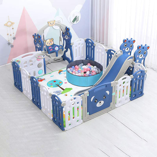 Sianldcone WLC Baby Playpen Set with Slide and Swing