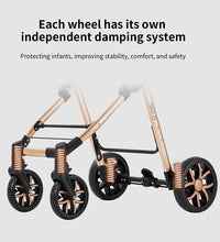baby stroller with four wheel independent damping system
