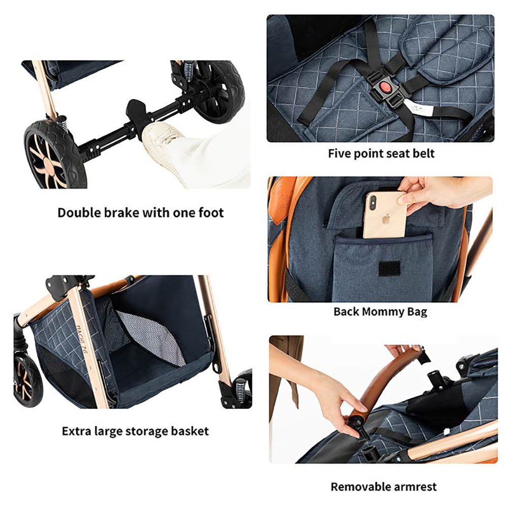 Baby Strollers 3 in 1 Travel Luxury Prams Shock-Resistant Pushchairs