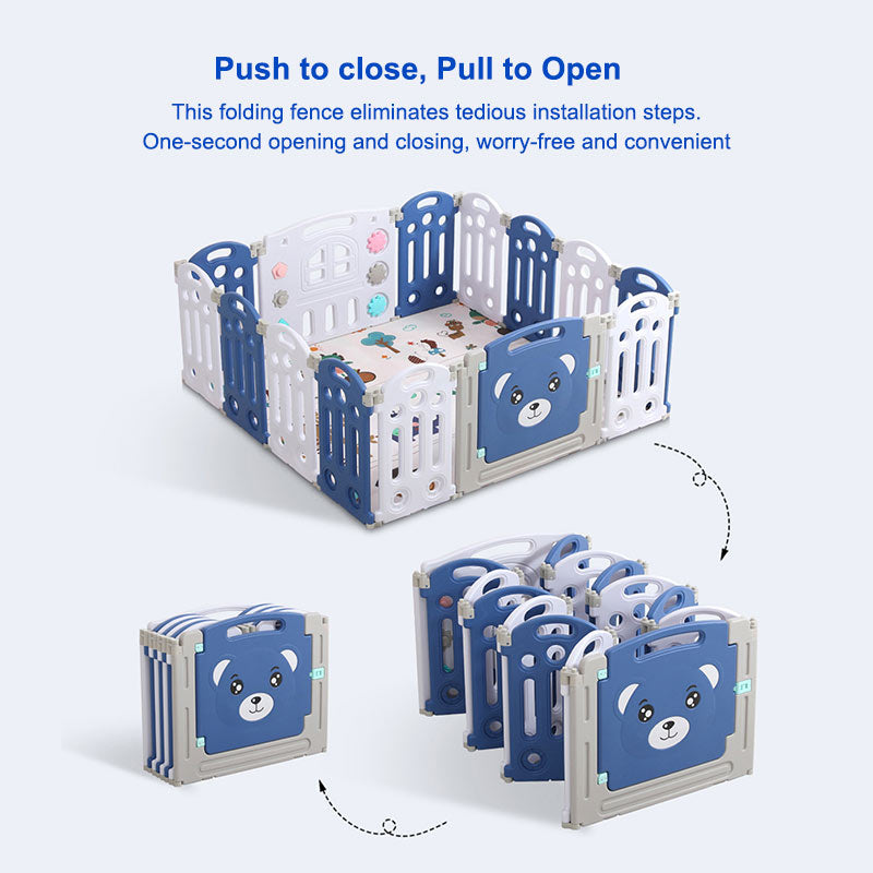 Baby playpen push to close, pull to open