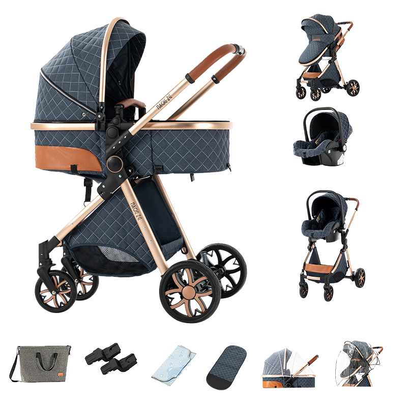 MagicZC® 3 In 1 Baby Stroller for Newborn Bule