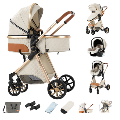 MagicZC® 3 in 1 Travel Luxury Prams Shock-Resistant Pushchairs