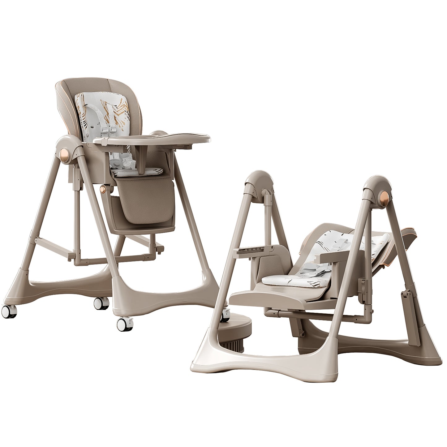 Magic ZC Beige 2-in-1 baby high chair and swing set